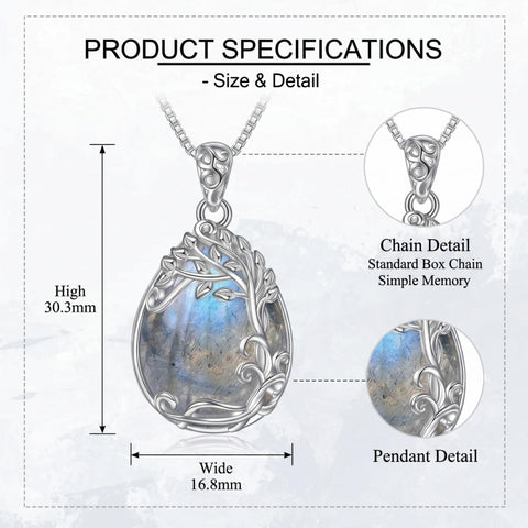 14K Gold Plated Teardrop Tree of Life Necklace for Women