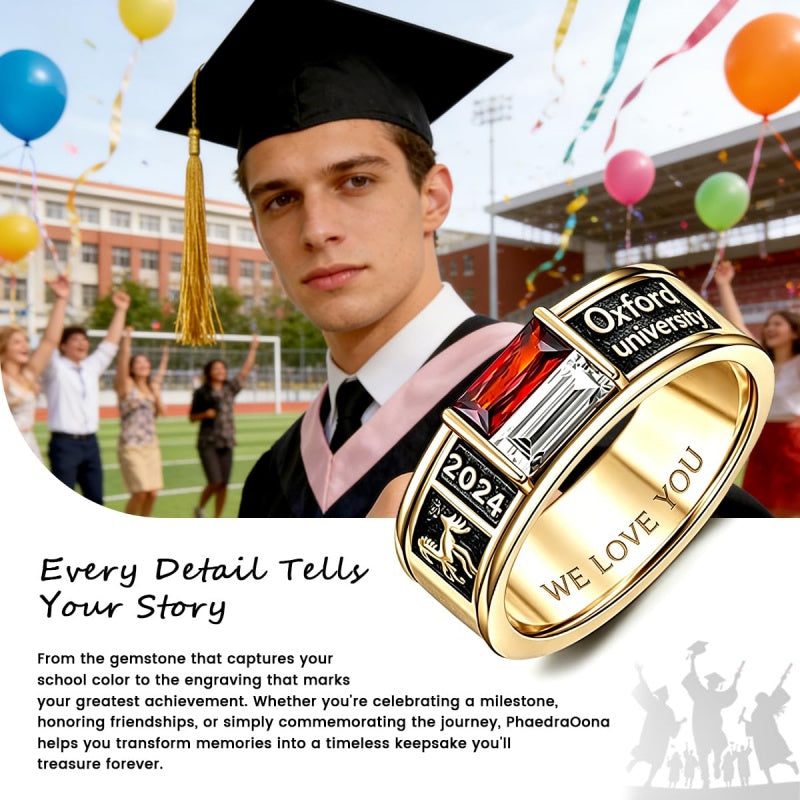 Copper Personalized Birthstone High School College Class Ring Graduation Gift