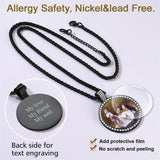 Copper Cubic Zirconia Round Personalized Photo Pendant Necklace