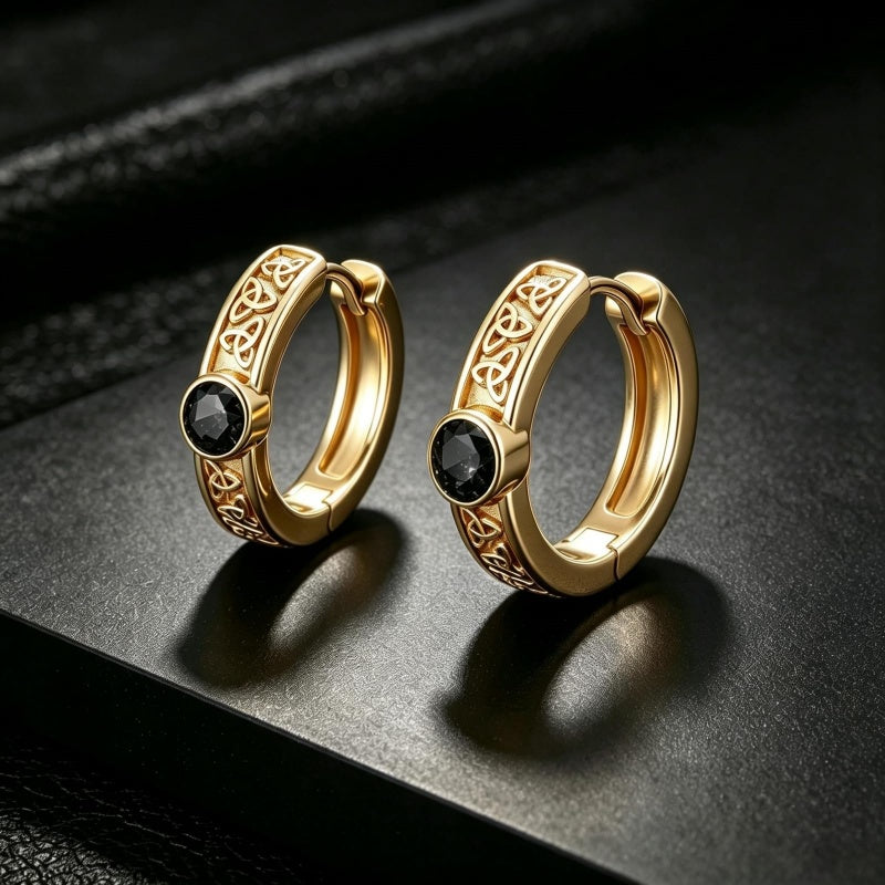14K Gold Plated Vikings  Celtic Knot Hoop Earrings