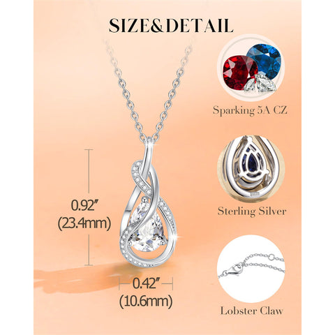Sterling Silver Teardrop Birthstone Infinity Love Necklace for Women