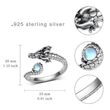 Sterling Silver Oxidation Moonstone Dragon Ring