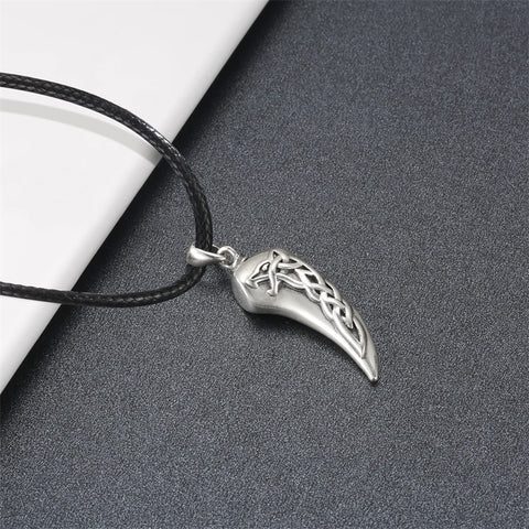 Sterling Silver Celtic Knot Wolf Tooth Urn Necklace for Ashes
