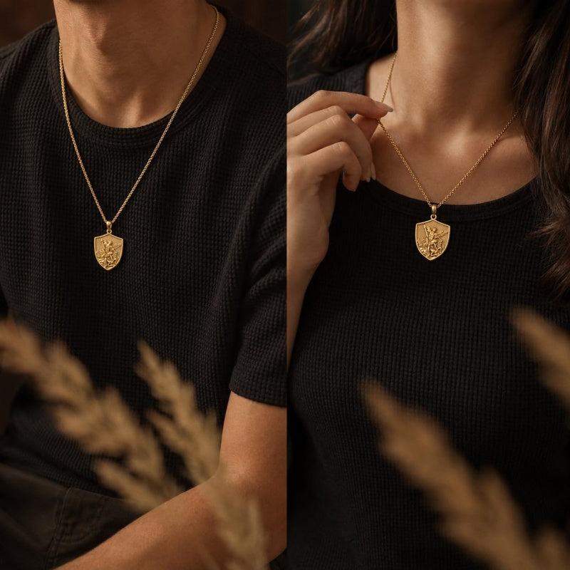 Patron Saint Medal Gold Plated Catholic Pendant Christian Religious Necklace Amulet Jewelry