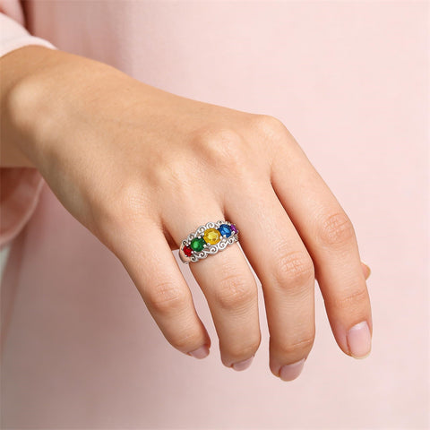 Sterling Silver 2-5 Birthstones Family Ring Gifts for Mother's Day