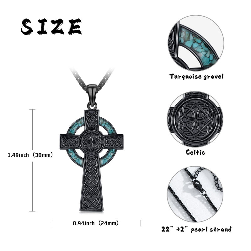 14K Gold Plated Celtic Vikin Cross Pendant Necklace Irish Jewelry Religious Protective Gift