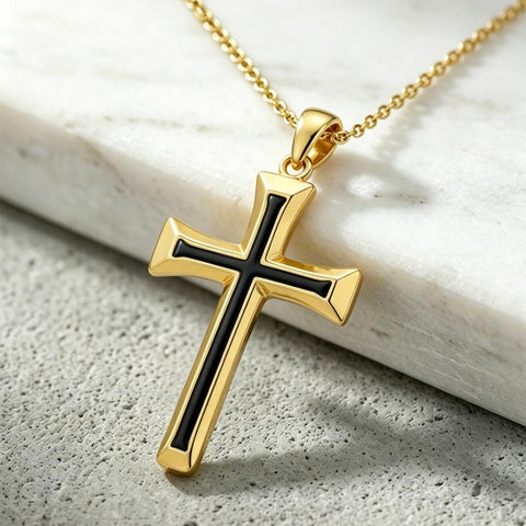 14K Plated Gold Cross Pendant Crucifix Necklace Christian Jewelry Baptism Religious Faith