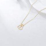 14K l Gold Heart Cubic Zirconia Cross Heart Pendant Necklace