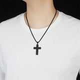 Stainless Steel Inspirational Bible Verse American Flag Pendant Necklace for Men