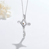 Mustard Seed Cross Necklace 925 Sterling Silver Pendant Necklace Religious Necklace Christian Jewelry Gift for Women