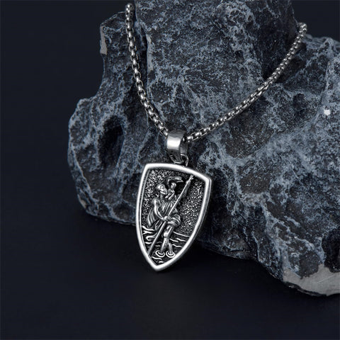 Sterling Silver St Christopher Medal Protection Pendant Necklace
