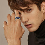 Sterling Silver Personalized Black Class Graduation Ring High School Ring for Men