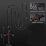 14K Gold  Plated Wooden Cross Crucifix Pendant Necklace for Men