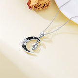 Gothic Jewelry Bat/Cat/Wolf/Spider Pendant Sterling Silver Crescent Moon Necklace for Women Girls Black Jewelry Gifts
