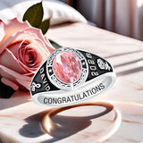 Sterling Silver 10K 14K 18K Gold Customizable  Birthstone Engraved Class Ring College Graduation Ring