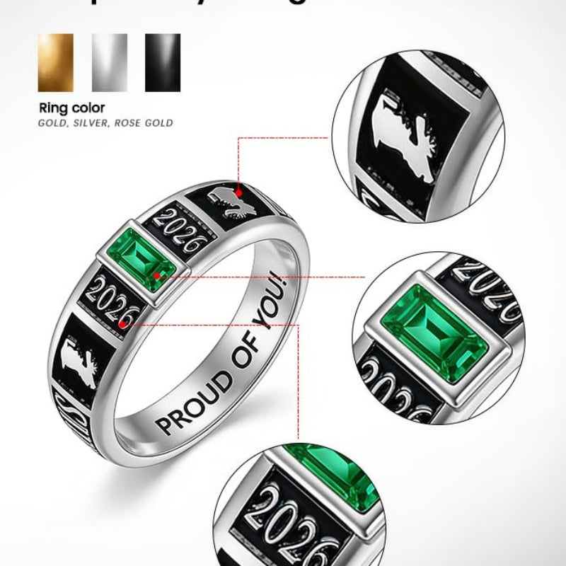 Copper Personalized Engraved Birthstone High School College Class Ring