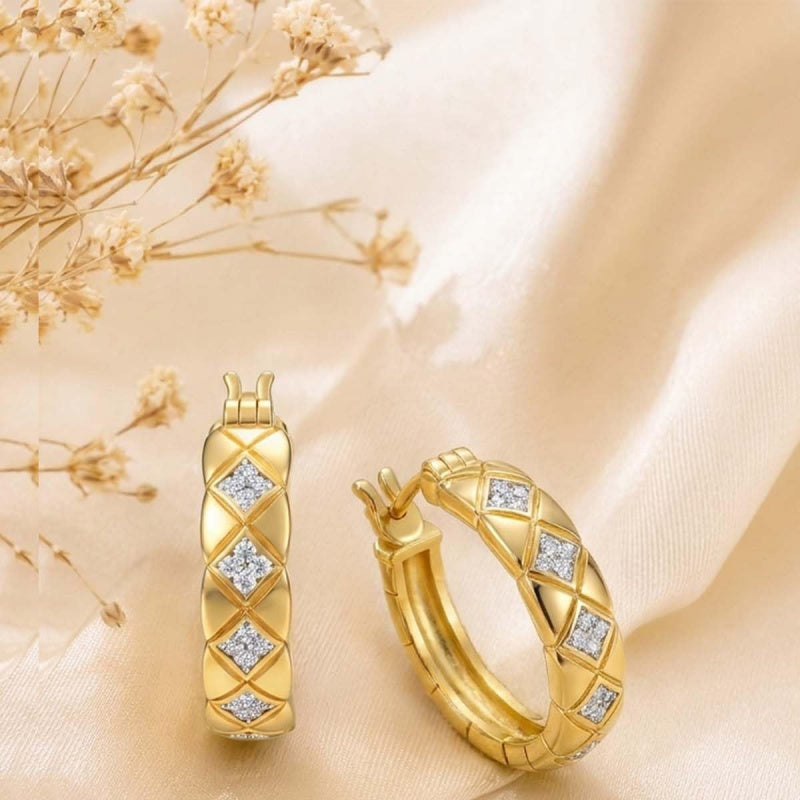 14K Gold Plated Hoop Earrings Jewelry Gift for Birthday Anniversary Mother's Day
