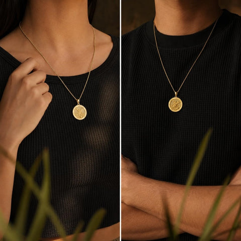 Patron Saint Medal Gold Plated Catholic Pendant Christian Religious Necklace Amulet Jewelry