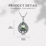 Sterling Silver Moss Agate Celtic Knot Rose Claddagh Filigree Pendant Necklace