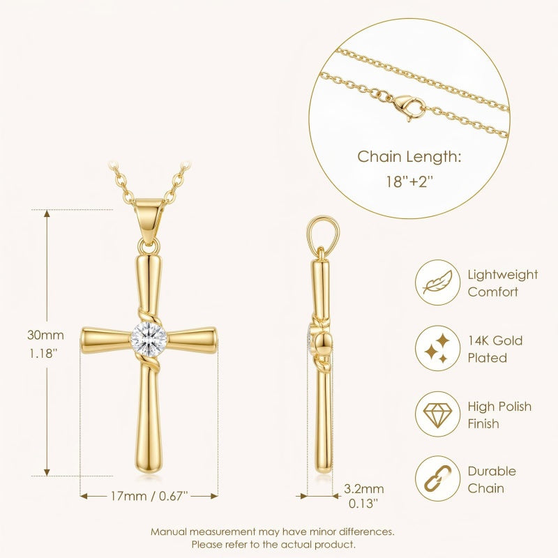 Minimalist Cross Pendant Necklace 14K Gold Plated for Women Faith Jewelry Religious Gifts