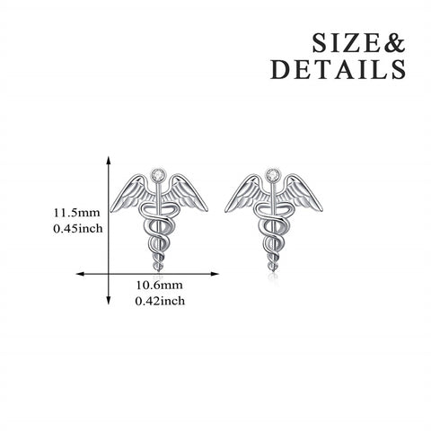 Sterling Silver Medical Symbol Studs Earrings