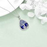 Tree of Life Necklace 925 Sterling Silver Teardrop Enamel Family Tree Pendant Necklace for Women