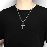 Philippians 4:13 Cross Necklace for Men Strength Bible Verse I CAN DO ALL THINGS Pendant Stainless Steel Chain Meaningful Jewelry Gift for Boy