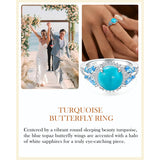 Sterling Silver Cushion Marquise Pear Round Oval Cut Turquoise Engagement Ring for Women