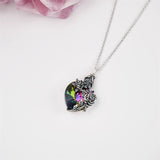 Sterling Silver Heart TearDangle Crystal Rose Cremation Urn Necklace for Ashes