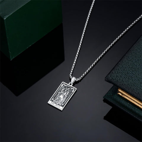 Sterling Silver Amulet Baphomet Protection Pendant Necklace with Engraveds