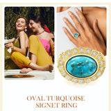 Sterling Silver Oval Turquoise Lapis Lazuli Malachite Engagement Ring for Women