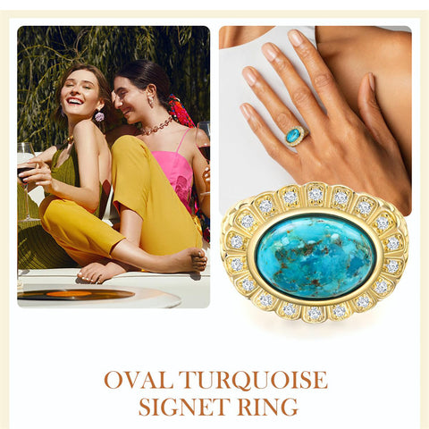 Sterling Silver Oval Turquoise Lapis Lazuli Malachite Engagement Ring for Women