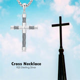 Sterling Silver Cross Christian Pendant Necklace for Men