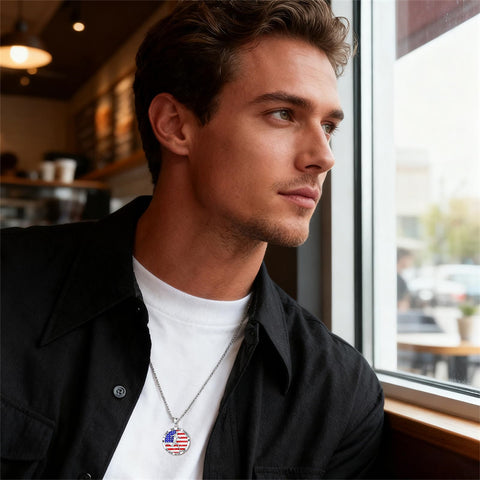 Sterling Silver American Flag Baseball  Basketball Boxing Football Golf Sports Pendant Necklace