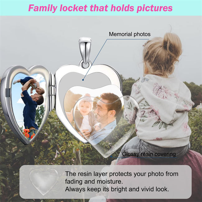 Father Daughter Necklace That Holds Pictures Photo Keep Someone Near to You Sterling SilverCustom Jewelry Personalized