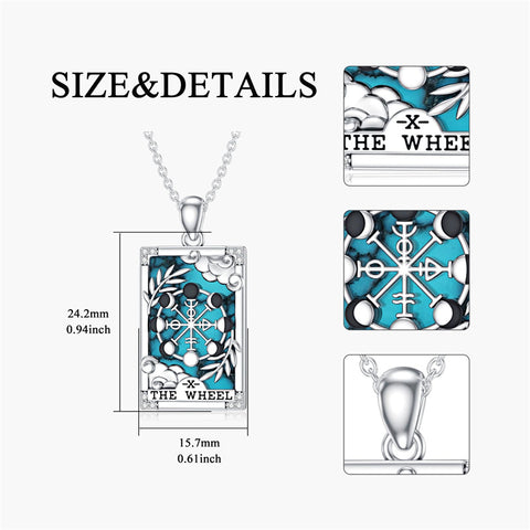 Sterling Silver Turquoise Empress The Lovers  The Moon Wheel Of Fortune The Sun Tarot Card Pendant Necklace