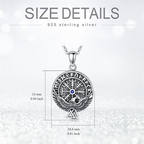 Sterling Silver Viking Dragon Eagle Wolf Animal Pendant Necklace for Men