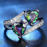Mystic Topaz Rings Engagement Rings For Women Heart Mystic Topaz Ring And Moissanite Engagement Ring 925 Sterling Silver Mystic Topaz Ring