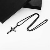 Philippians 4:13 Cross Necklace for Men Strength Bible Verse I CAN DO ALL THINGS Pendant Stainless Steel Chain Meaningful Jewelry Gift for Boy