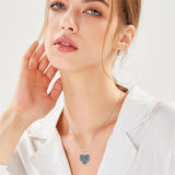 Sterling Silver Heart Crystal Personalized Photo Engraved Heart Flower Urn Necklace for Ashes