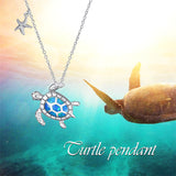 Sterling Silver Created Opal Turtle Dolphin Starfish Pendant Necklace