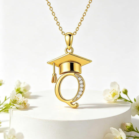 Initial  Graduation 14K Gold Plated Inspiring Grad Pendant Necklace Graduations Jewelry Gifts