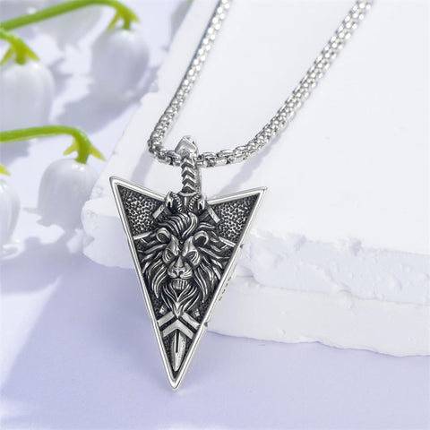 Sterling Silver Viking Dragon Eagle Wolf Animal Pendant Necklace for Men