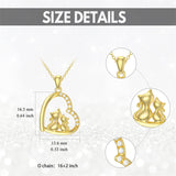 14K Solid Gold Cat Necklace for Women Cat Lover Gift Eternal Love Heart Necklace for Wife Girlfriend Mom