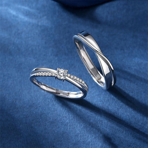 Copper Cubic Zirconia Cross  Adjustable Couple Rings