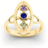 Sterling Silver Personalized Birthstone Engraved Soulful Window Ring