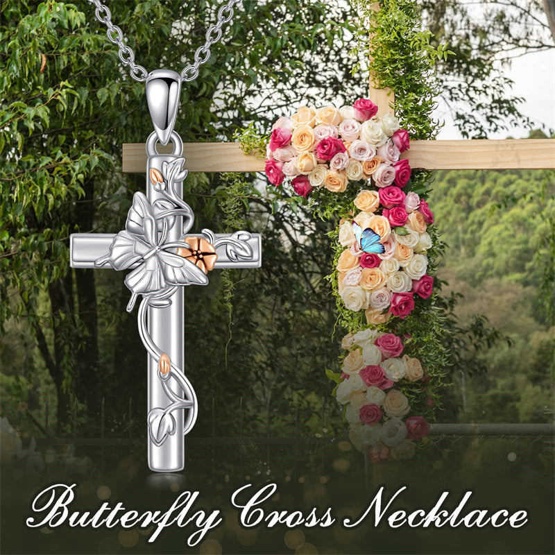 Sterling Silver Cross Bee Hummingbird Butterfly Dove Red Cardinal Pendant Necklace for Her