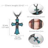 14K Gold Plated Turquoise Malachite Abalone Shell Cross Pendant Necklace for Men
