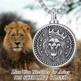 Sterling Silver Personalized Text Lion Urn Necklaces for Ashes