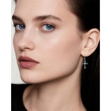 Sterling Silver Turquoise Cross Dangle Earrings